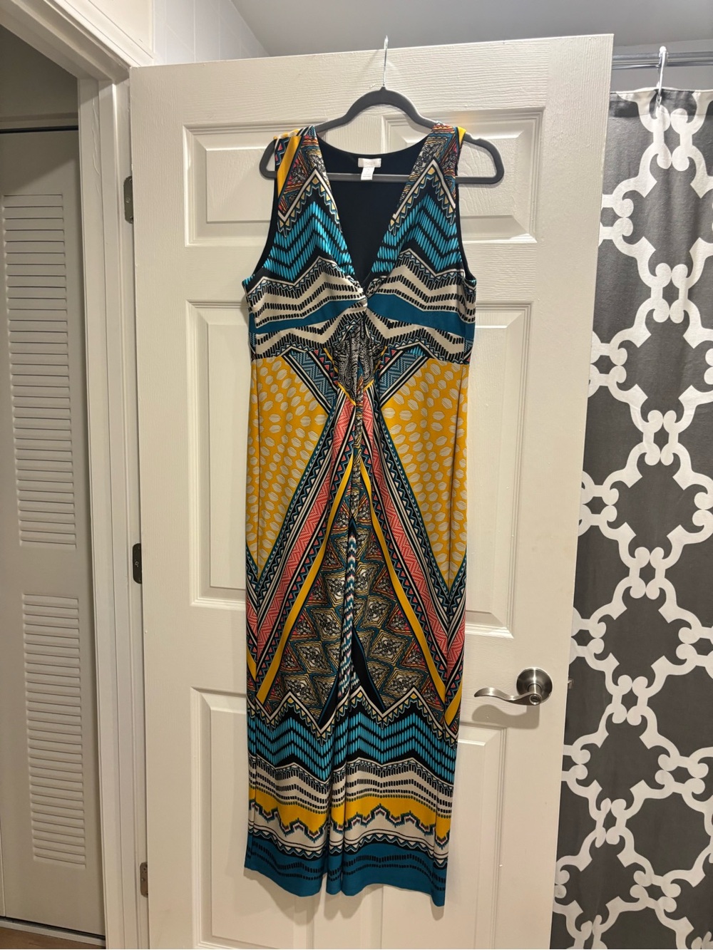 Chico's Sleeveless Maxi Dress in Teal, Yellow & Coral